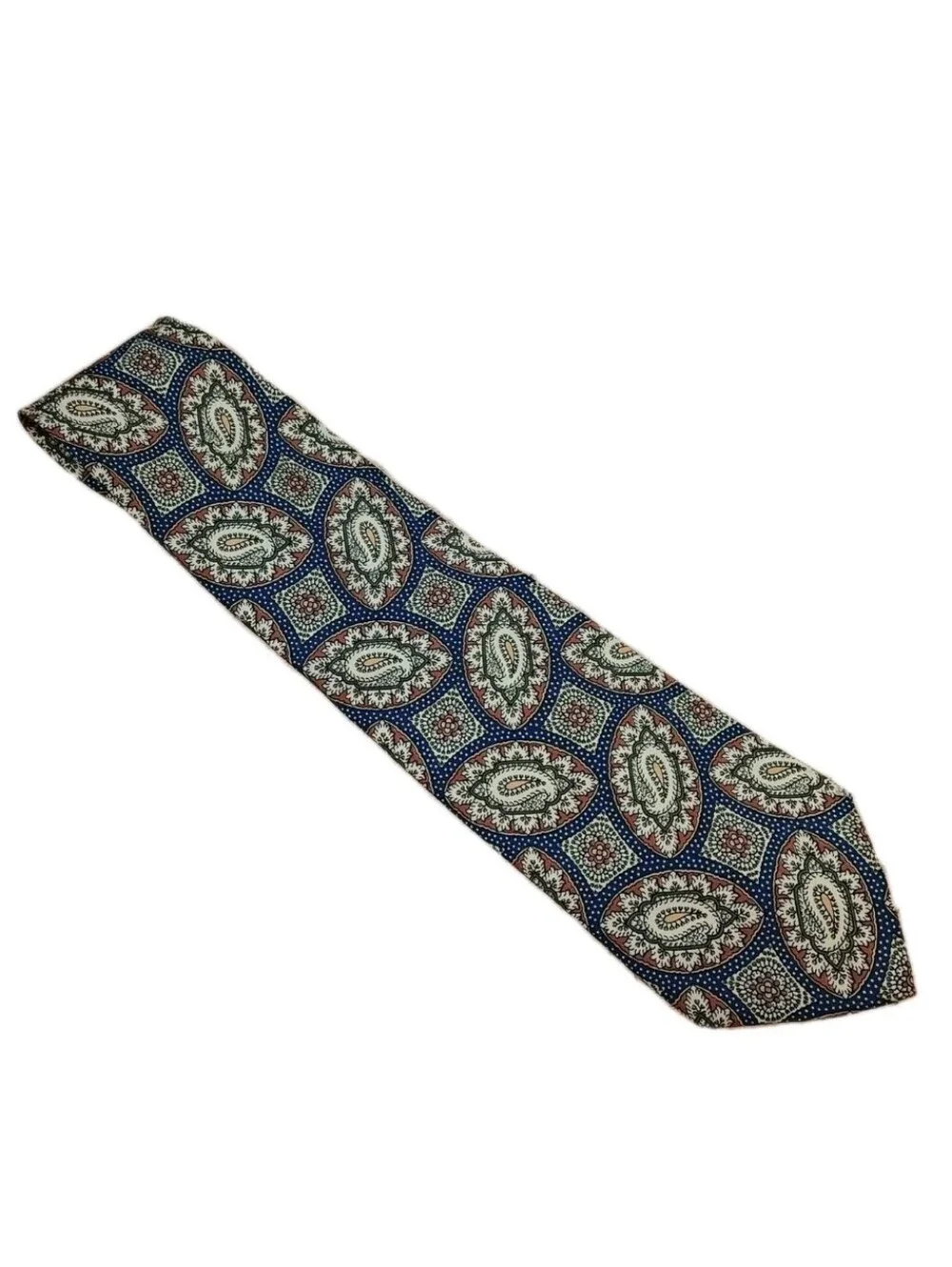 Giorgio Armani Cravette Italian Silk Mens Neck Tie Navy Brown Paisley W 4